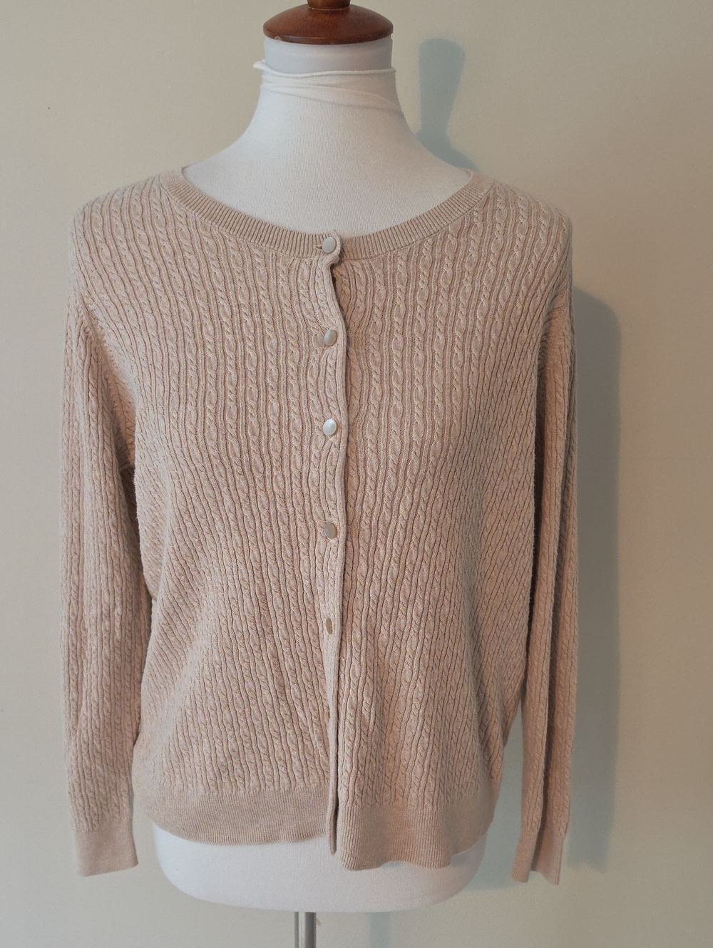 TALBOTS Tan/Brown Cardigan Sweater Pima Cotton